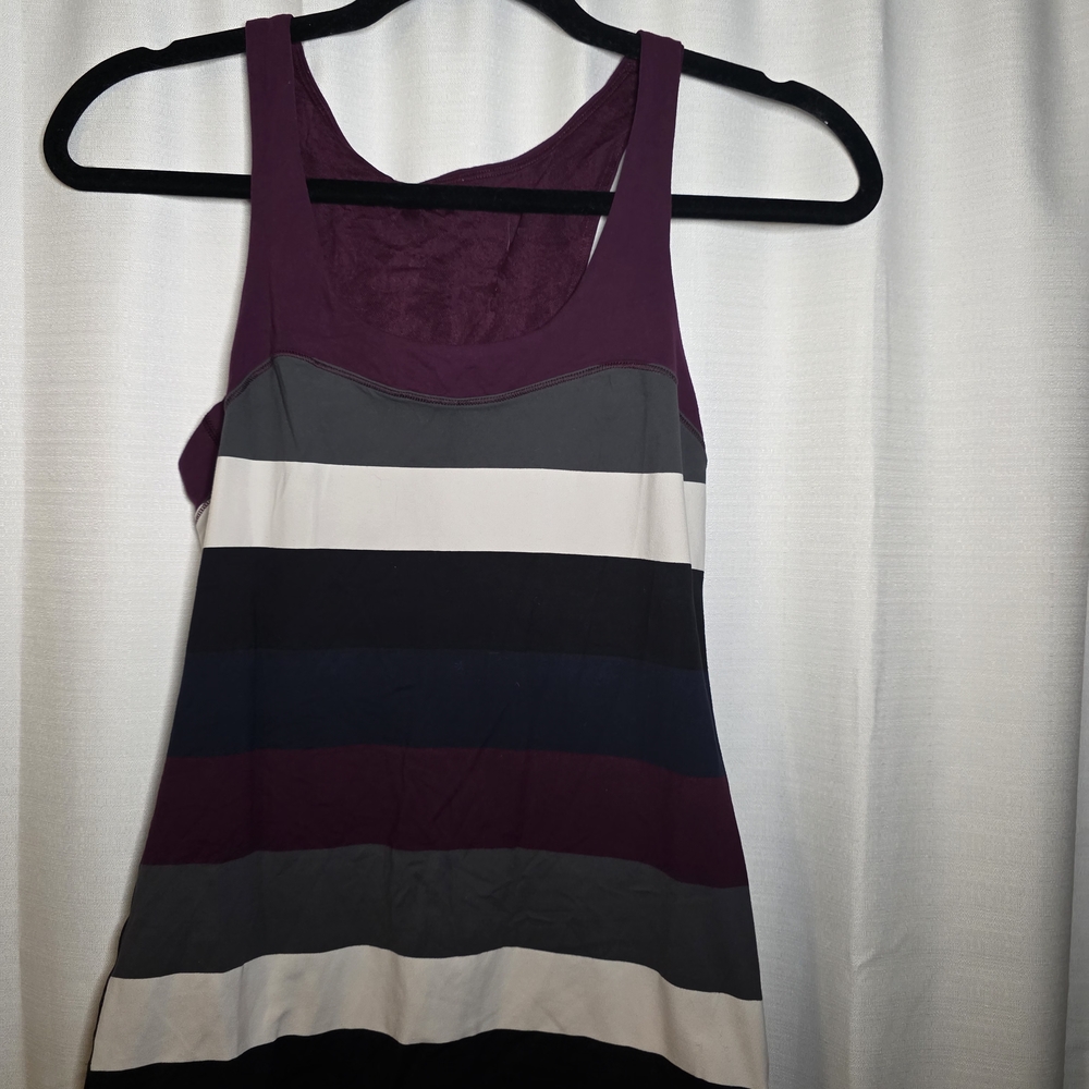 Striped Sleeveless Top - Purple, Gray, Black, White